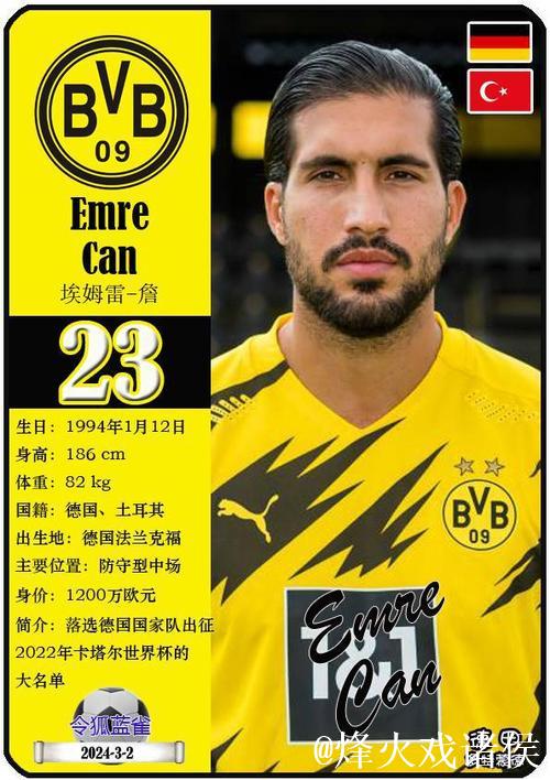 多特蒙德正式签下中场球员埃姆雷·詹